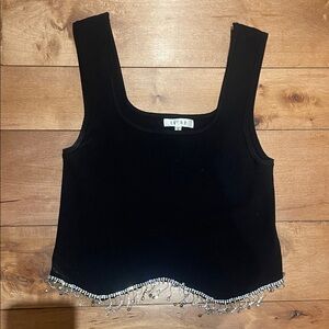 Ever B - Black Beaded Hem Tank Top
